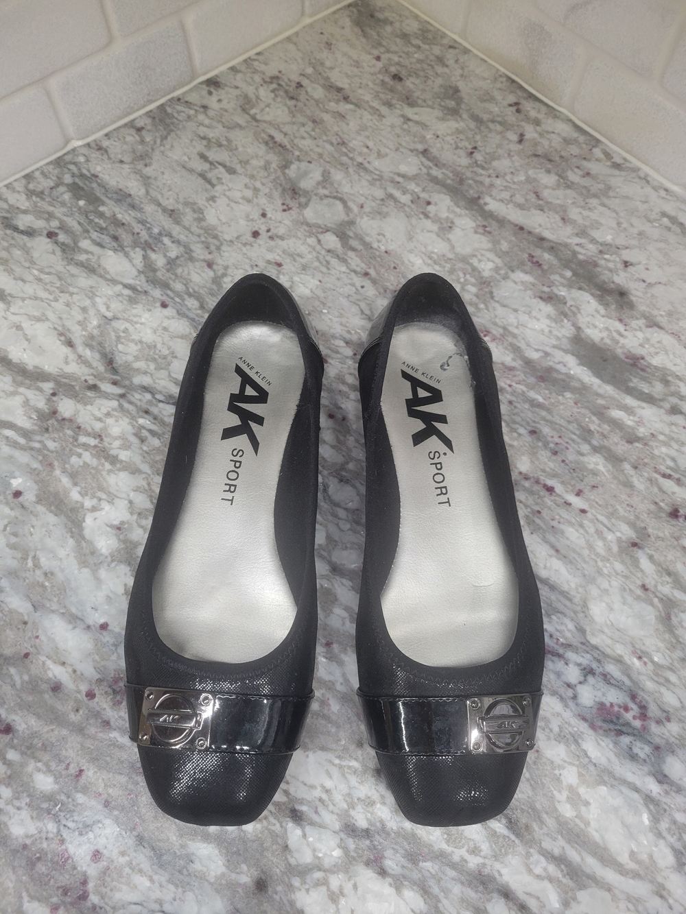 Anne Klein Sport Black Ballet Flats with Silver Accent